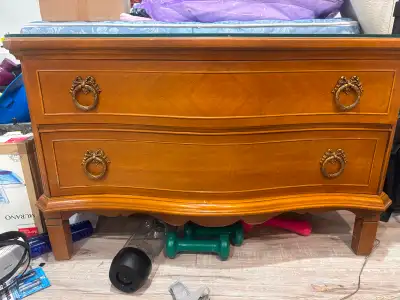 Vintage Solid Wood Chest of Drawers w/ Glass, View more