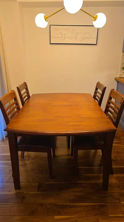 Solid Wood Extendable  Dining Table + 4 Chairs Set, View more