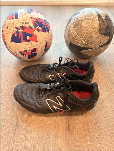 Men's 11.5 New Balance 442 Leather Soccer Cleats + Balls, View more