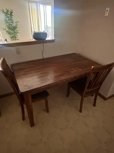 Wood Table and Two Chairs, View more