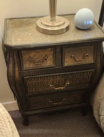 Bombé Style Metal Clad Nightstand, View more
