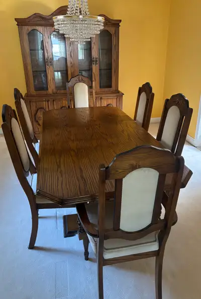 Traditional Oak Dining Table with 6 Chairs & China Cabinet set, View more
