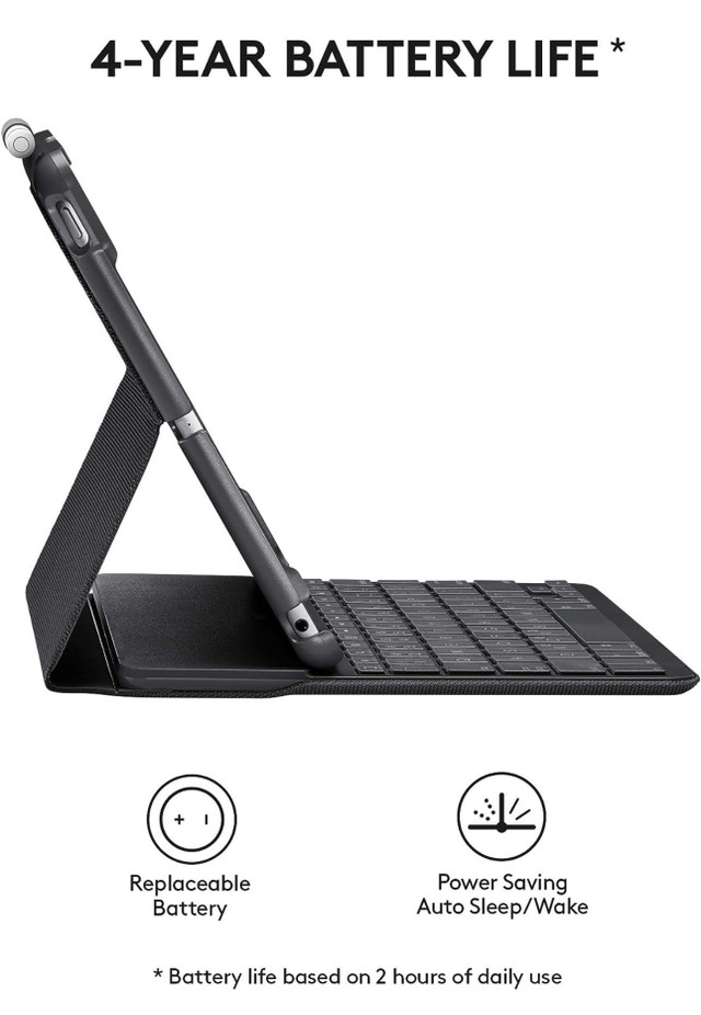 Logitech Slim Folio with Integrated Bluetooth Keyboard for iPad  in iPad & Tablet Accessories in Barrie - Image 3