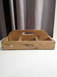 Vintage Primitive Wood Tool Box - Handmade Rustic Wooden Box / T