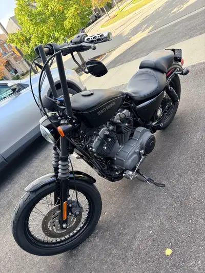 19,800KM, custom 10’ ape-hangers with tank lift and protective tank skin. Blacked out and turns head...