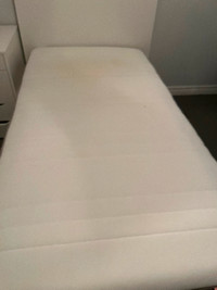 Bed frame, white, Twin with mattress. Excellent condition.