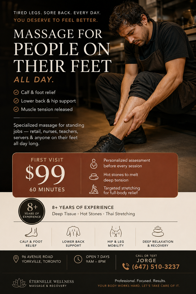 Male massage therapist · deep tissue · $99 · Yorkville