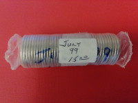 July 1999 Canada 25¢ coin roll