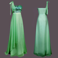 *NEW* Long, Green Dress with Sequin Bust