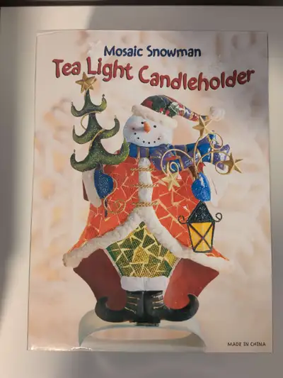 Costco Mosaic Snowman Tea Light Candleholder (New-Open Box), View more