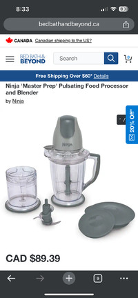 Ninja blender/ food processor, only used twice.  NEW CONDITION