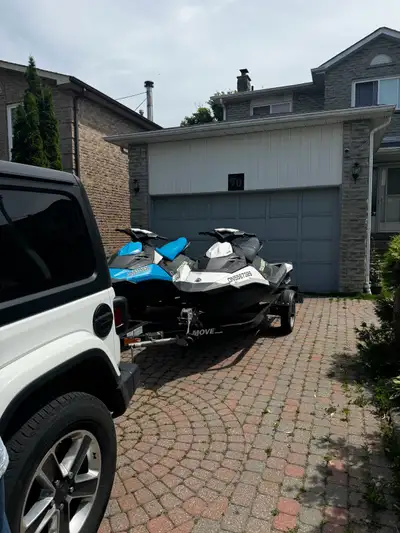 Selling a pair of 2016 and 2017 Seadoo Spark 3 Ups complete with a double trailer. Ready for the lak...