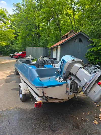 16 foot bow rider with 90 horse evinrude v4. Runs great. Lots of new parts last year. Floor is solid...