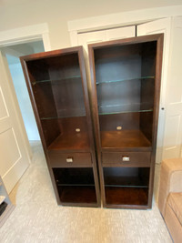 Solid Wood Cabinets with Glass Shelves