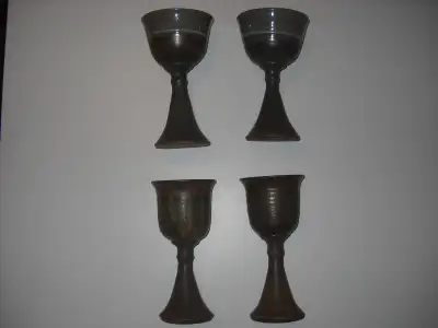 4 coupes à vin céramique (style médiéval) par artiste québécois, View more