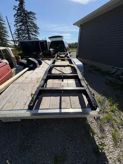 1969 f100 frame sandblasted and painted, comes with front end and 9 inch rear end