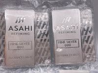 10oz Asahi Mint Silver Bars .999 Fine