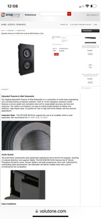 Episode Dual 8” in wall Subwoofer 