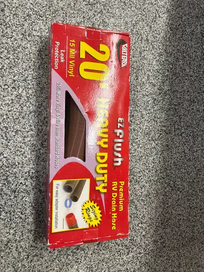 20 foot heavy duty, premium RV drain hose complete with sizing rings and adaptors brand new in the b...