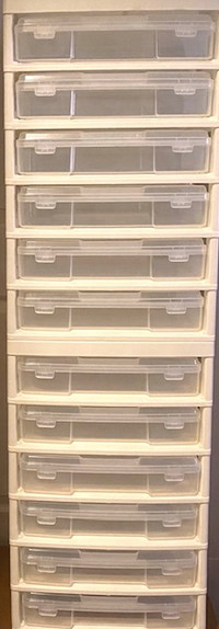 Two 6-Tier Rolling Storage Carts (12 removable latched bins)