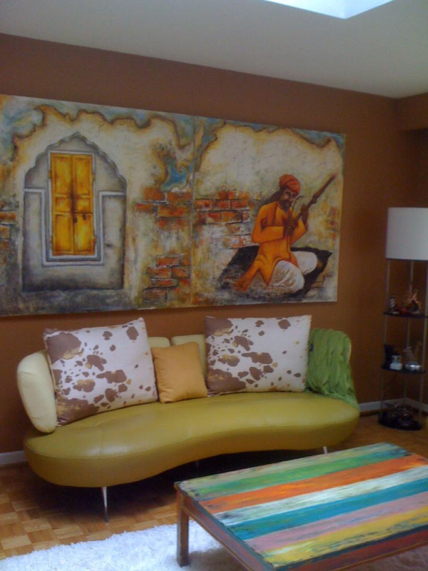 Mix media Indian painting in Arts & Collectibles in Oakville / Halton Region - Image 4
