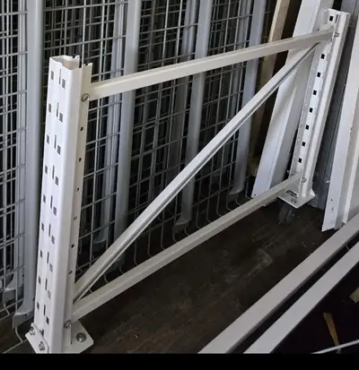White pallet racking for sale all in brand new condition. List of parts; 130 Grey mesh wire deck 48"...