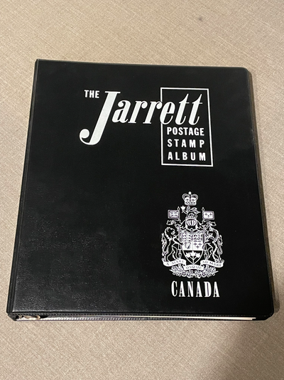 Here is a Jarrett Postage Stamp Album for stamps from Canada. It is published by Warwick Bros and Ru...
