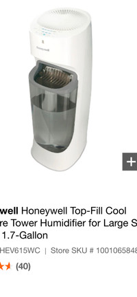 Honeywell top fill cold mist humidifier - HEV615WC