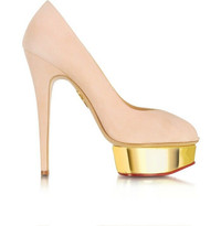NEW Designer Charlotte Olympia Suede Platform Shoes Blush $1100