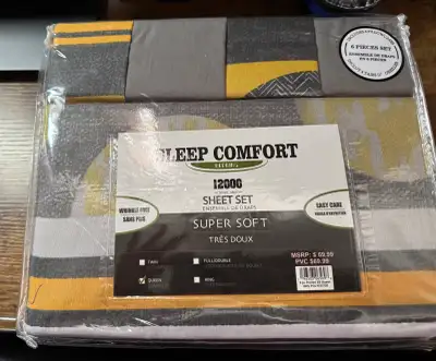 Upgrade your bedding with this brand new Sleep Comfort 12000 queen-size sheet set, featuring a super...