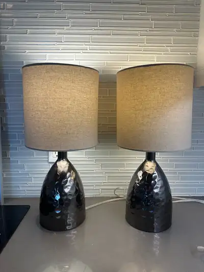 2 MODERN CONTEMPORARY CERAMIC TABLE NIGHT STAND LAMP LIGHTS, View more