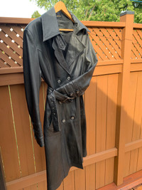 Woman's black leather coat