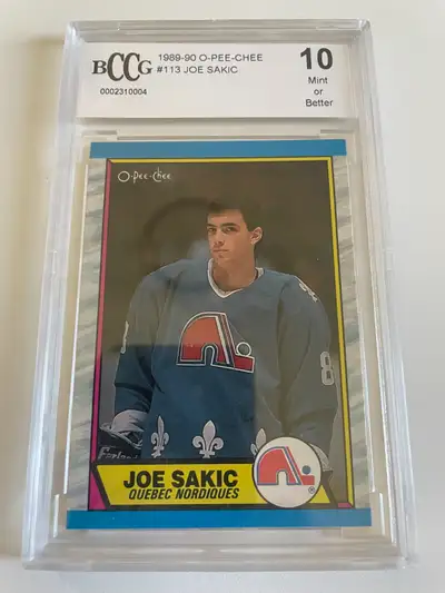1989-90 O-Pee-Chee 113 Joe Sakic Rookie Nordiques 10 Mint or Bet, View more