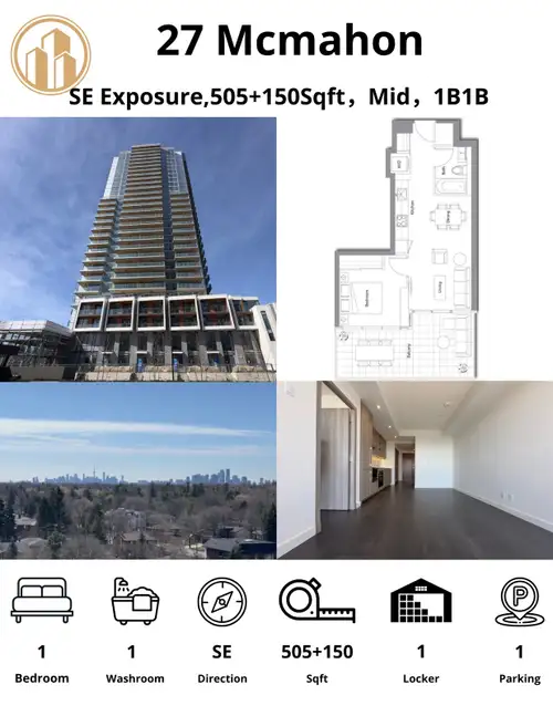 For Sale | 27 McMahon Dr, North York | 1 Bed + 1 Bath + Parking + Locker Located in the heart of Nor...