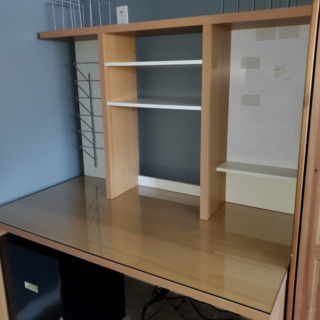 Office Desk - Ikea model with glass top in Desks in Edmonton - Image 2
