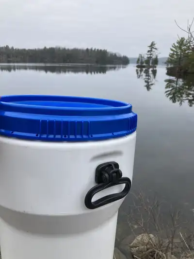 30 L [$45]. and 40 L [$50], “CurTec” {Food Grade}, spin - lid, Bear, Canoe / barrel. I would be happ...