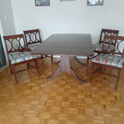 Mahogany dining table + 4 chairs, View more