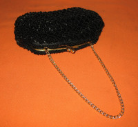 Ladies Black Hand Purse /Bag With Sequence - Hand Made- Like New