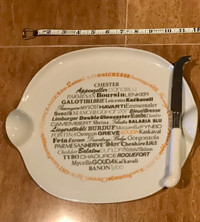 Cheese platter, ceramic,  with knife, diameter : 12 inches 
