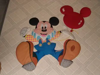 mickey mouse ,one larger dolly wall safe fabric decal set character characters are time less for the...