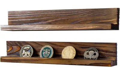 Rustic Wood Challenge Coin Display Shelves, View more