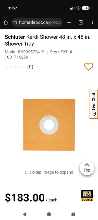 Schluter Shower Tray 48" x 48", View more