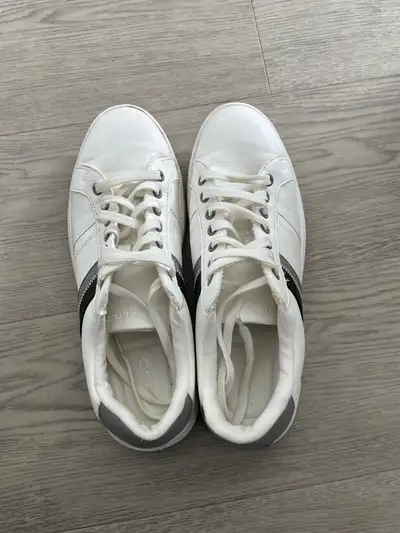 ALDO White Casual Sneakers – Black & Grey Stripe, View more