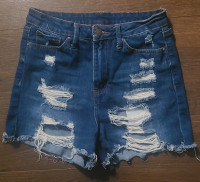 Womens Jean Shorts. By Shein. Size Small. Cut Up Front And Back.
