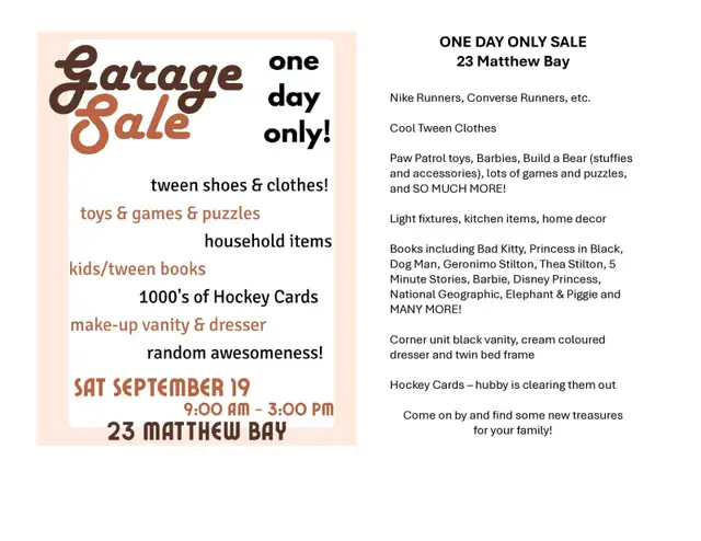 ONE DAY ONLY - Garage Sale