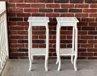 Set of Pearl White Decorative Wooden Plant Stand/Side Tables