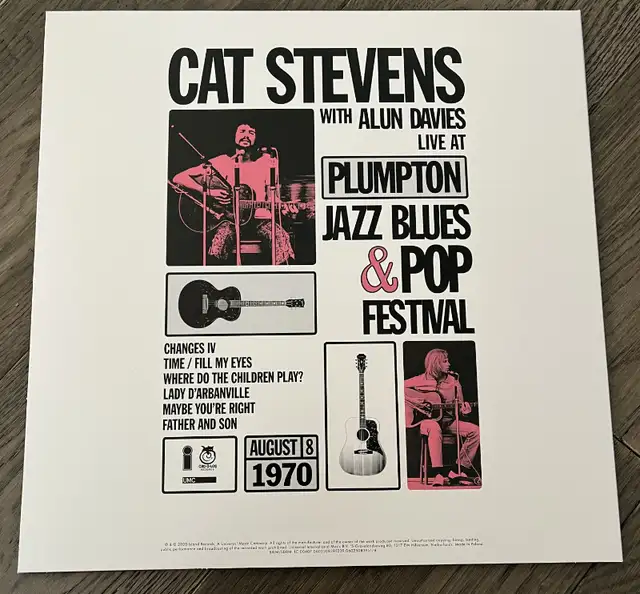 Cat Stevens Live At Plumpton Jazz & Blues Festival vinyl LP new in CDs, DVDs & Blu-ray in Oakville / Halton Region - Image 3