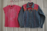 Kids Girls Beetlejuice blue denim jean jacket floral sz 6X