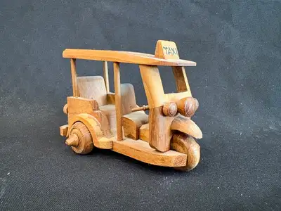 Wood Car Rickshaw 6" long made in Thailand cash or etransfer only shipping not included