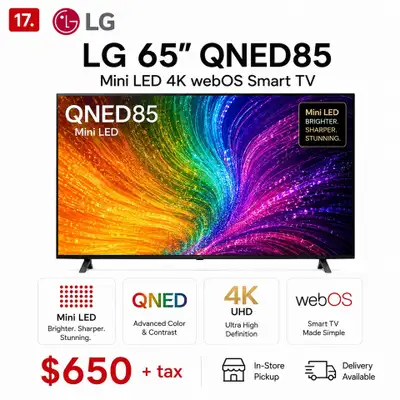 LG 65" QNED85 Mini LED 4K webOS Smart TV, View more